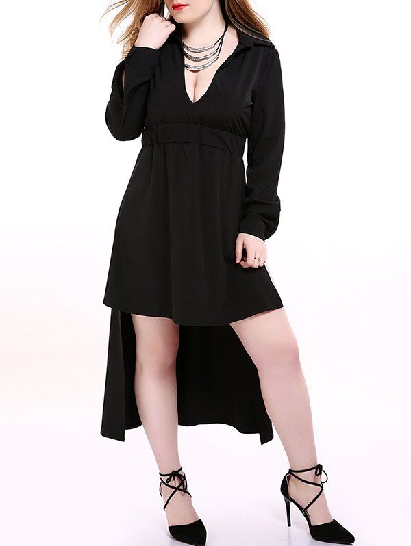 

Plus Size Low Cut High Low Hem Dress, Black