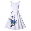 Vintage Flower Embroidery Robe trapèze - Blanc 4XL