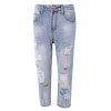 Mode brisé Trou Patch design Femmes  's Jeans - Bleu clair 28