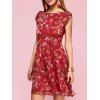 Elegant Jewel Neck Tulip Sleeve Floral Dress For Women - Rouge XL