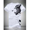 Rhinestone Dragon Totem Print Short Sleeve V-Neck Men's T-Shirt - Blanc 4XL