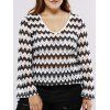 Surdimensionné Casual modèle Low Cut Chevron Blouse - Blanc et Noir 4XL