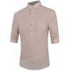 Single-breasted One Pocket Men  's stand Collar manches demi-shirt - Kaki 4XL