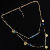 Bohemia Style Faux Turquoise Bead Disc Collier Layered - d'or 
