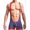 Men 's  Stars and Stripe Motif Bodysuit - Rouge XL