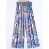 Surdimensionnées Casual Pantalon large de motif vintage - Rose 4XL