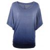 Scoop Neck Dolman Sleeve Ombre T-shirt - Bleu Violet XL