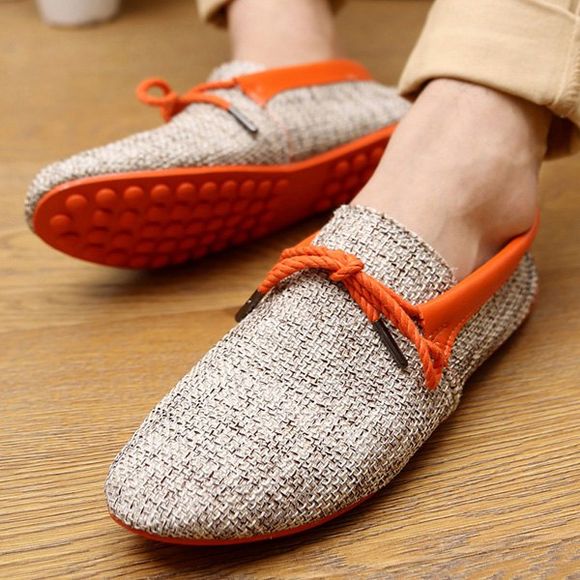 Chaussures Décontractées Élégantes Lacet Design en Lin Pour Homme - Orange 43