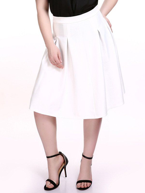 [17% OFF] 2021 Plus Size Ladylike White Gored Skirt In WHITE | DressLily
