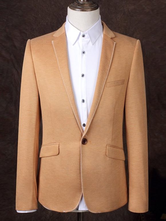 Lapel One Button Band Conception solide d'affaires Suit Hommes Couleur  's - Orange 3XL