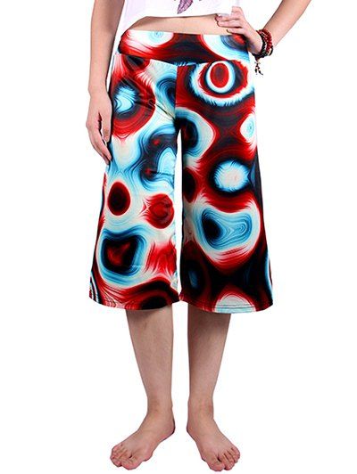 Illusion Imprimé taille élastique Femmes  's Capri Pants - multicolore XL