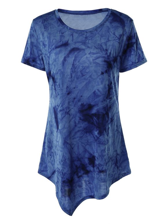 Tie-Dye Asymétrique T-shirt - Bleu XL