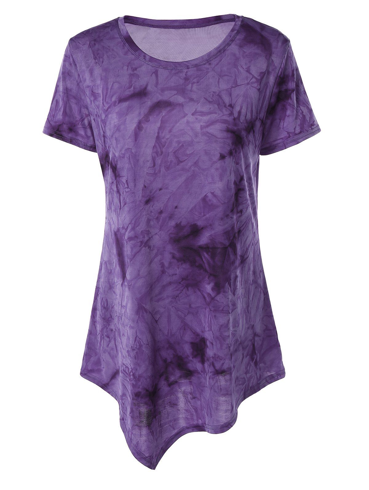 

Asymmetrical Long Tie Dye T-Shirt, Purple