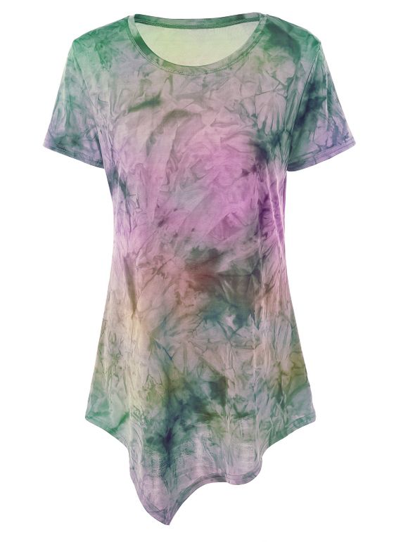 Tie-Dye Asymétrique T-shirt - Ros et Violet XL