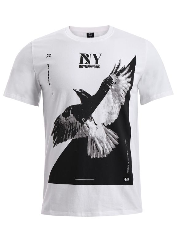 Motif 3D aigle manches courtes T-shirt - Blanc XL