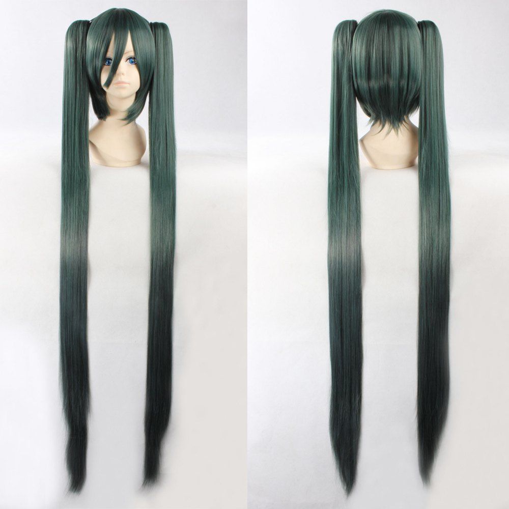 dark green cosplay wig