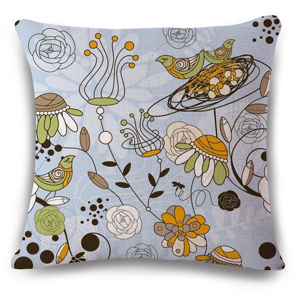 Haute Qualité Fleur de Lin et Motif Oiseau Pillow Case Sofa - multicolore 