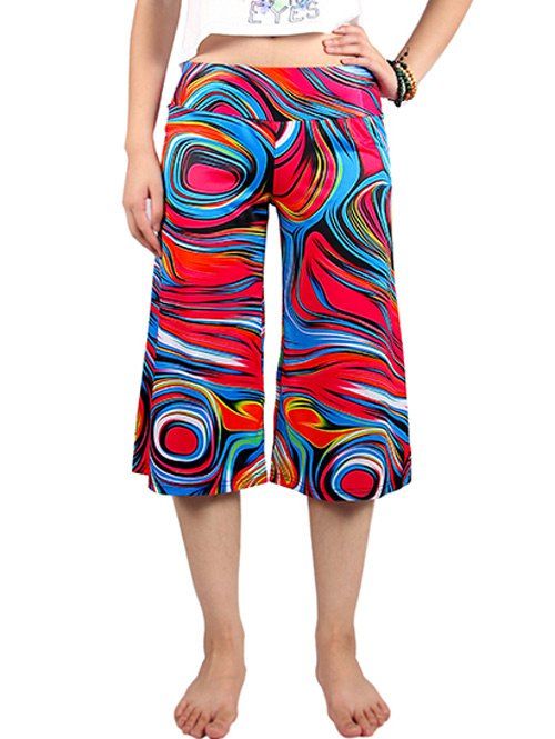 Pantalon large Femmes Casual taille élastique Résumé Imprimer  's Leg - multicolore XL