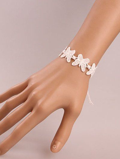 Bracelet en dentelle de papillon élégant - Blanc 