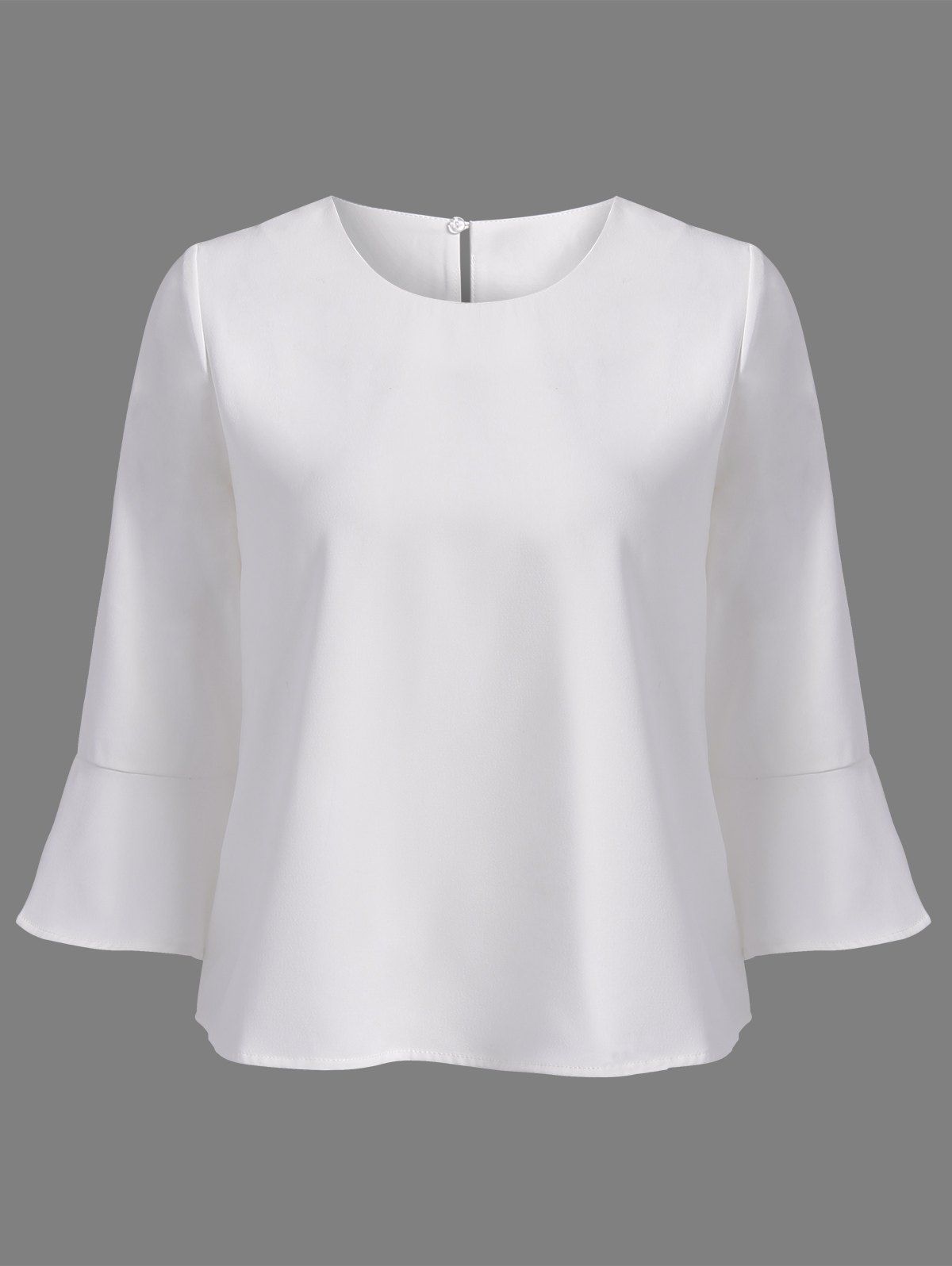 

Elegant Women's Scoop Neck White 3/4 Sleeve Blouse