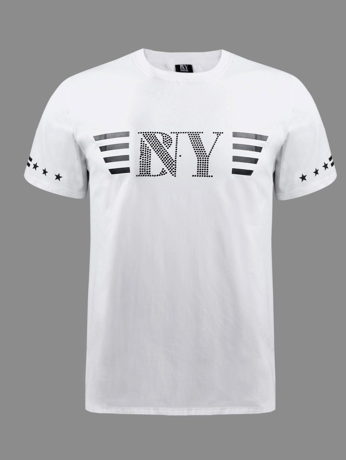 

BoyNewYork Stripes Beads Embellished Short Sleeves T-Shirt, White