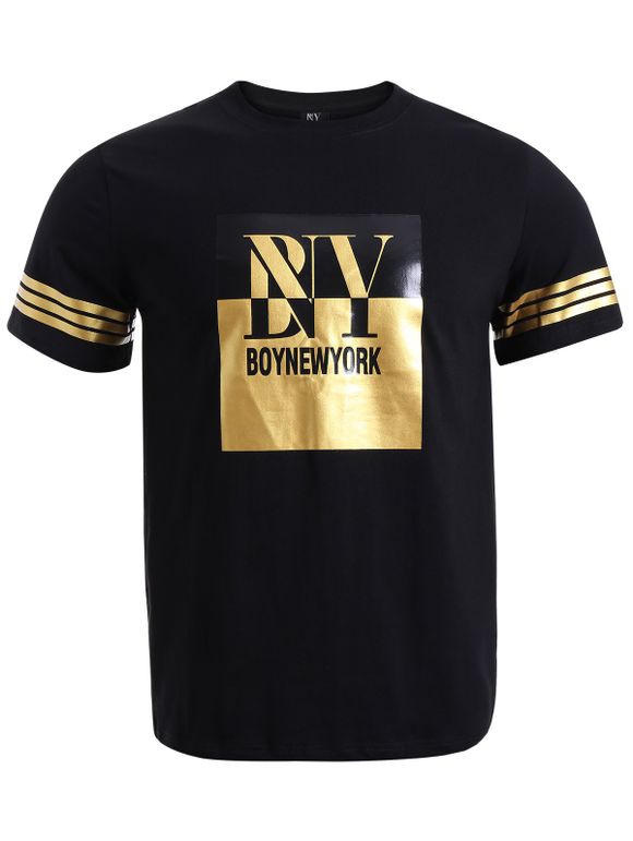 BoyNewYork T-shirt à Manches Courtes Design de Bandes Appliques - Noir XL
