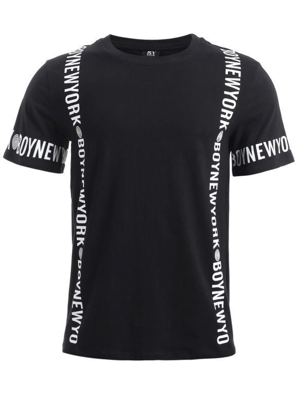Solide manches courtes en coton de couleur T-shirt - Noir XL