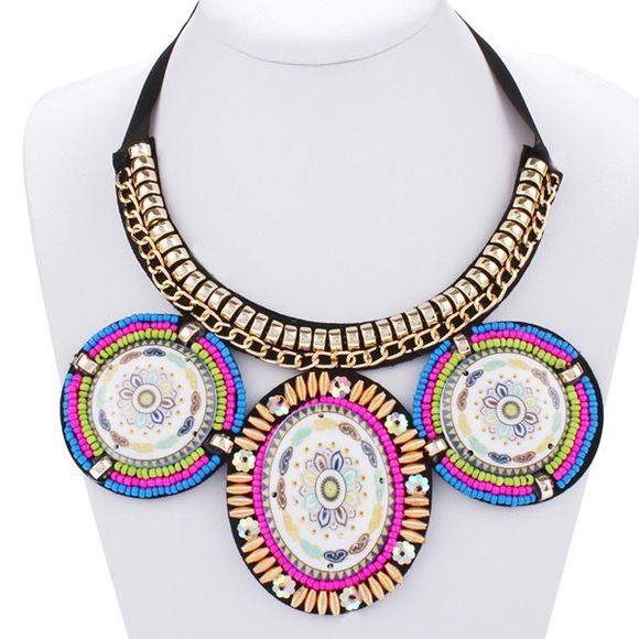 Ethnique style perle ronde Collier Déclaration pour les femmes - multicolore 