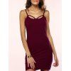 Spaghetti Strap Criss Cross Pure Color Backless Robe moulante - Rouge vineux XL
