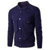 Cargo Pocket Snap Button Stand Collar Long Sleeve Men's Jacket - Bleu profond 2XL
