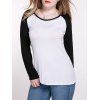 Surdimensionné Casual Couleur Raglan Sleeve bloc T-shirt - Blanc et Noir XL