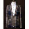 Lapel One Design Bouton Color Block Splicing Vérifié affaires Suit Men 's - multicolore 3XL