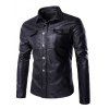 Unique poitrine col rabattu manches longues hommes d  'PU-Leather Jacket - Noir XL