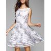 Doux Robe à rayures Floral Splicing - Blanc S