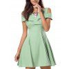 Pure Color Hollow Out Flare Dress - Vert L