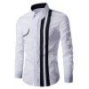 Tournez-Down Flap collier Agrémentée Verticla Stripe manches longues hommes  's Shirt - Blanc 2XL