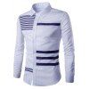 Col rabattu Stripes Splicing design manches longues hommes  's Shirt - Blanc 2XL