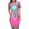 Style ethnique Motif tribal Robe moulante - Rouge Rose XL