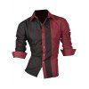 Chemise homme color block avec manches longues - Rouge vineux L