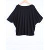 T-shirt Ample Simple à Manches Chauves-Souris pour Femme - Noir L