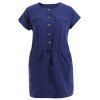 Drawtring Pocket design robe boutonnée - Bleu Violet XL