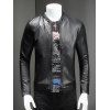 Pure Color Stand Collar Long Sleeves Leather Jacket For Men - Noir XL