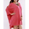 Surdimensionné Casual manches Batwing Dress Pure Color - Pastèque Rouge 5XL