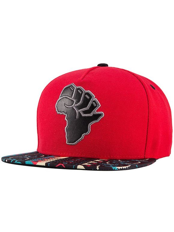Chapeau à motif de carte africaine et de cocotier à couche de cuir - Rouge 