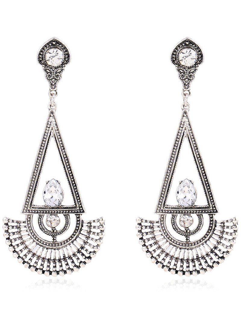 

Pair of Vintage Rhinestone Fan Dangle Earrings, Silver