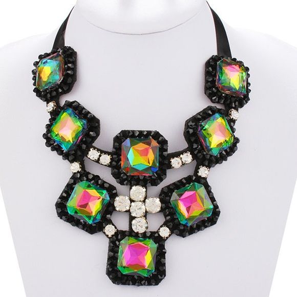 Collier Carré Exaggerated strass Ruban alliage Femmes  's - coloré 