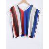 Loose-Fitting Women 's  V-Neck Colorful Striped manches courtes Tricots - multicolore ONE SIZE(FIT SIZE XS TO M)