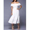 Sweet Off-The-Shoulder Overlay Jacquard Dress For Women - Blanc ONE SIZE