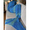 Crochet Stripe Pattern Mermaid Tail Shape Bedding Blanket - DEEP BLUE 
