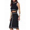 Printed Crop Top and Bodycon Skirt Twinset - BLACK ONE SIZE